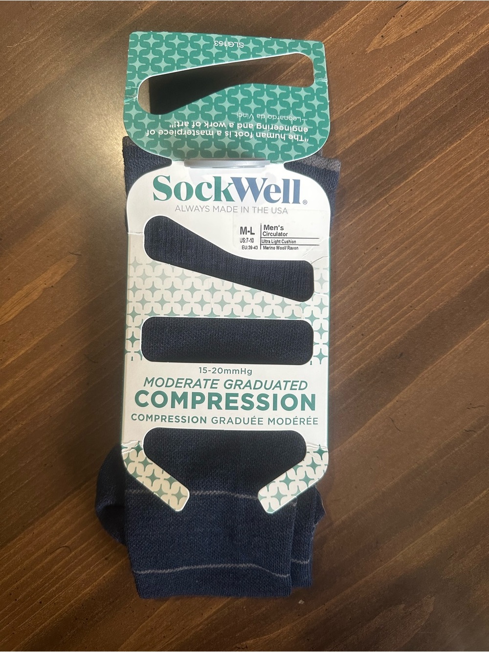 Sockwell Men's Circulator Moderate Graduated Compression Sock M/L NAVY BLUE